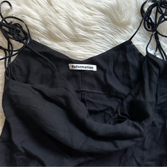 REFORMATION Leah Cowl Neck Top In Black - Picture 6 of 7